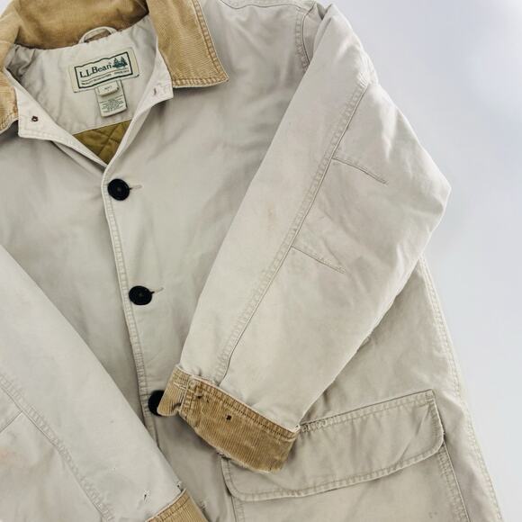 Vintage LL Bean Chore Coat Mens Size Large Beige Cotton Barn Jacket 90s Outdoor - Picture 13 of 13